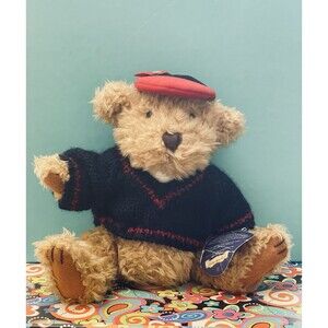 VTG 1996  Pickford Brass Button Bear Tully Stuffed Animal w/ Outfit & Hat